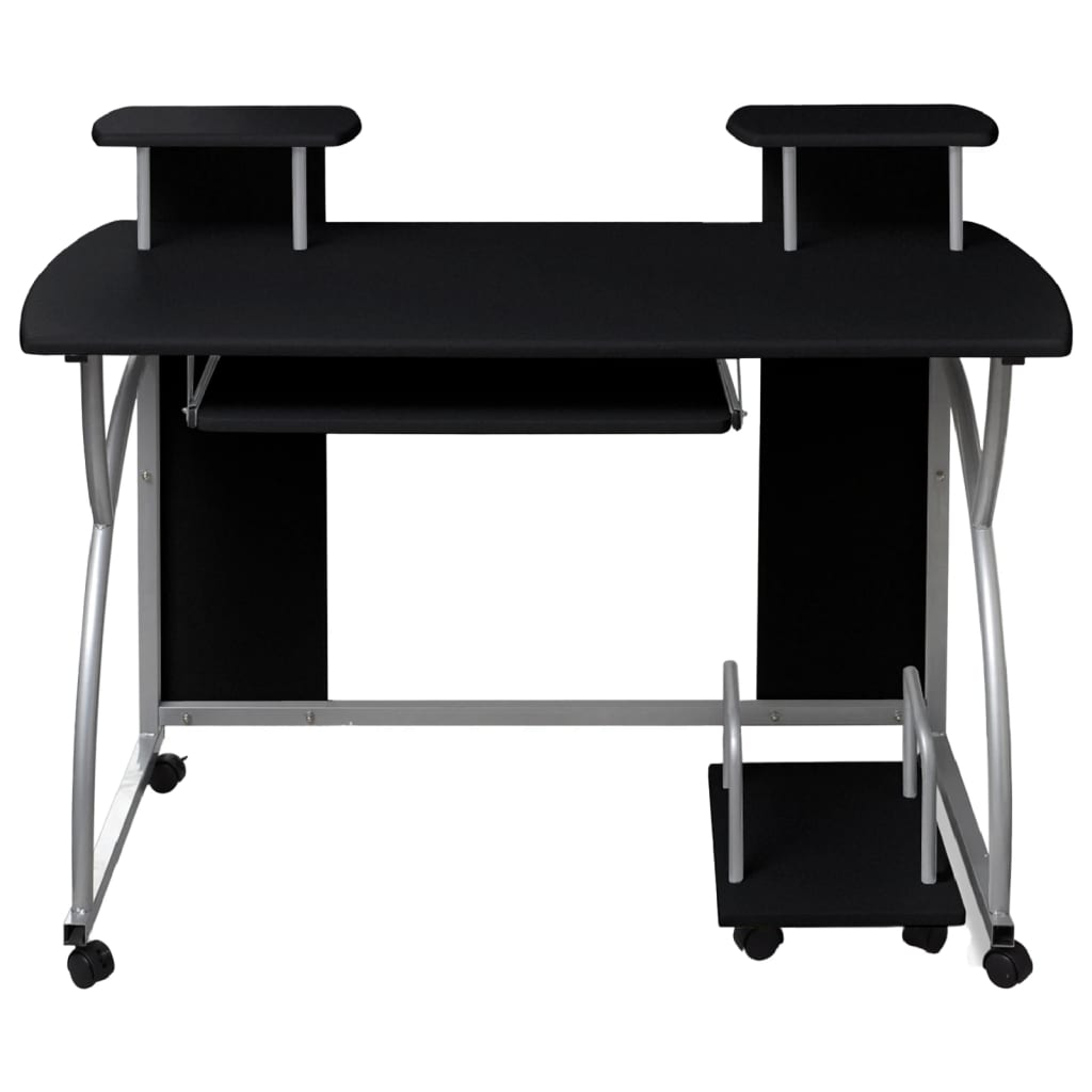 vidaXL Kompiuterio stalas, juodas, 110x52x88,5cm, apdirbta mediena