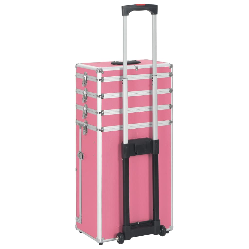 vidaXL Kosmetikos lagaminas su ratukais, rožinės spalvos, aliuminis