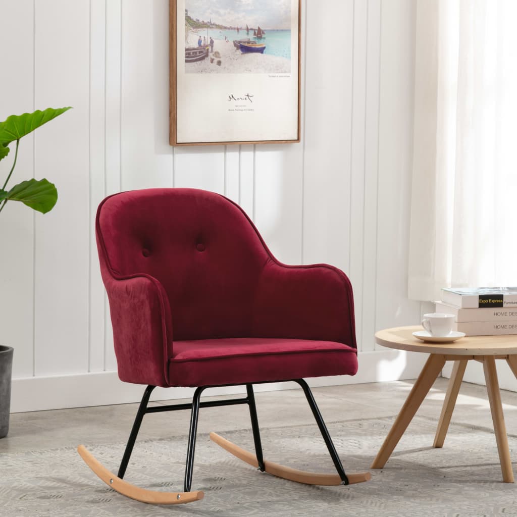 vidaXL Supama kėdė, raudonojo vyno spalvos, aksomas