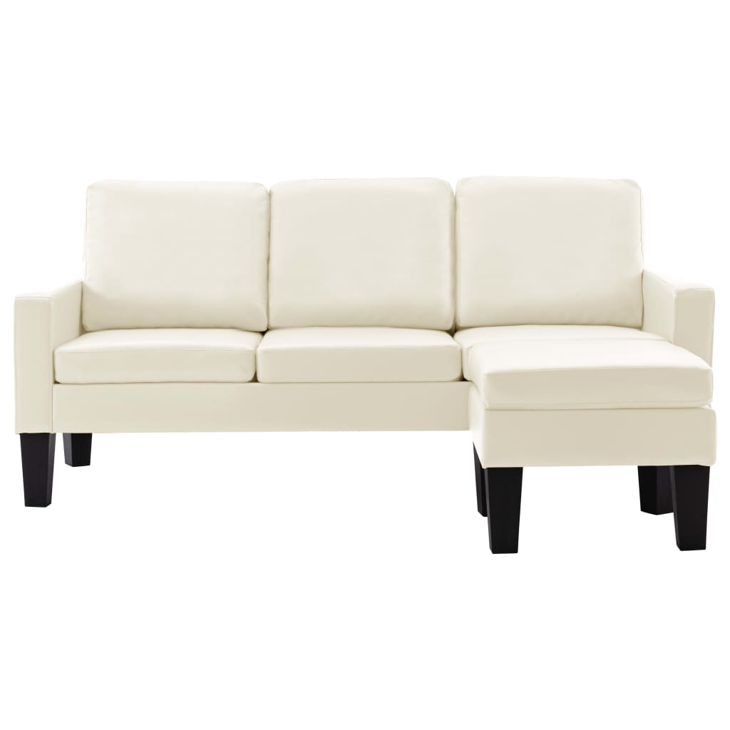 vidaXL Trivietė sofa su pakoja, kreminės spalvos, dirbtinė oda