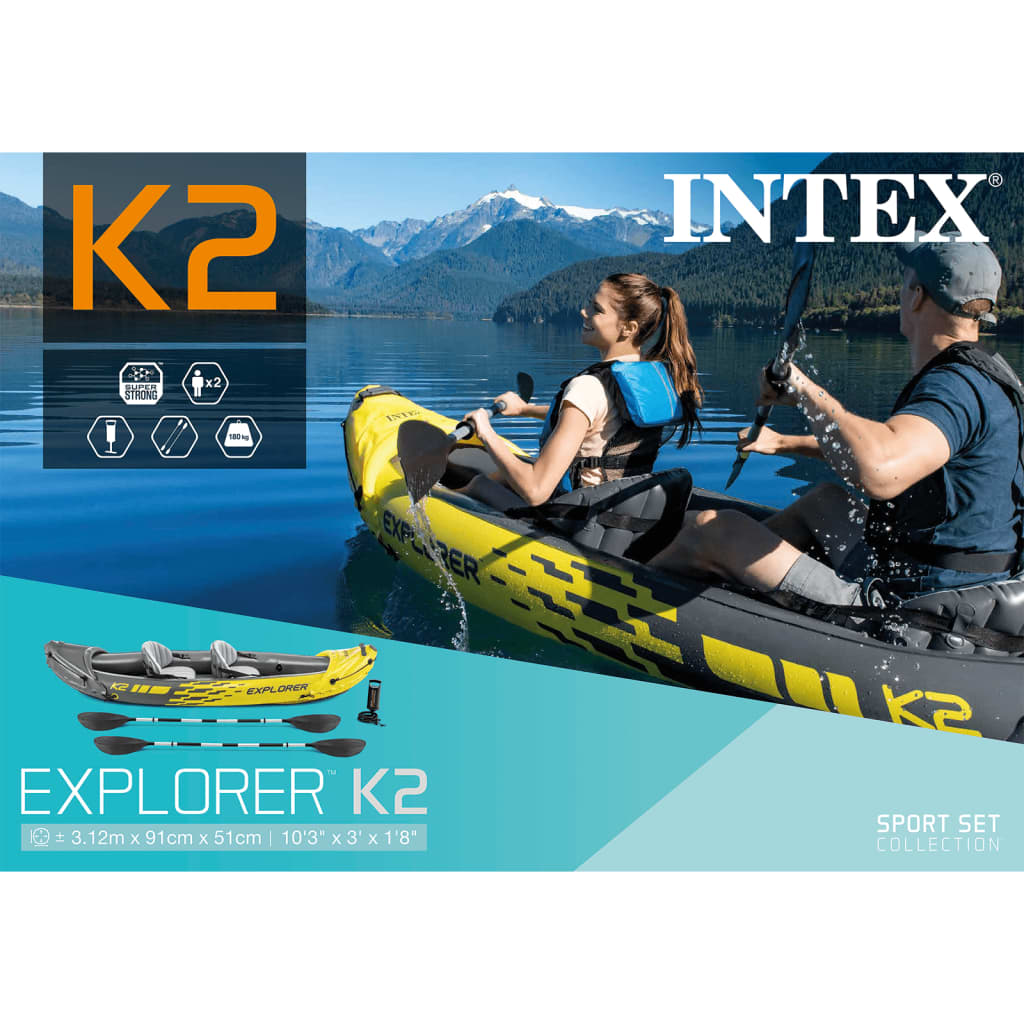 Intex Pripučiama baidarė Explorer K2, 312x91x51cm, 68307NP