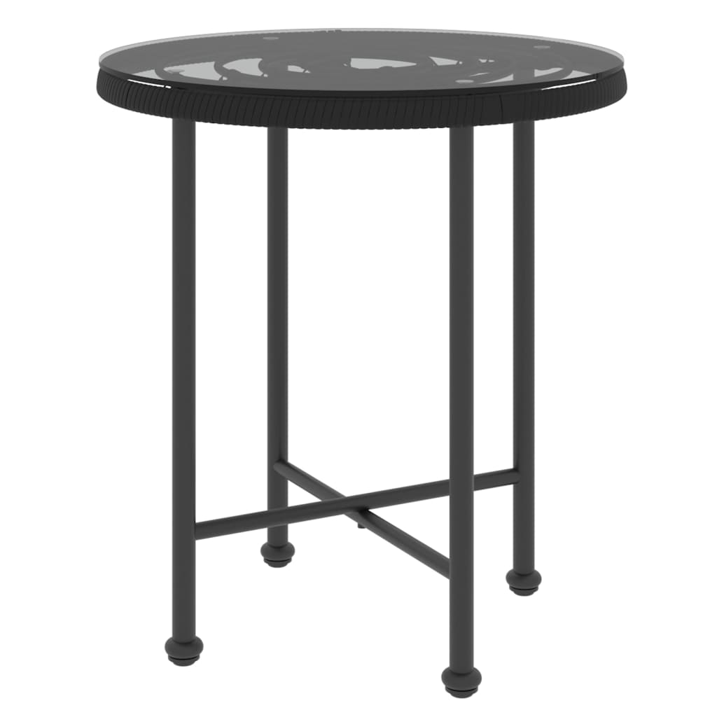 vidaXL Valgomojo stalas, juodas, 50cm, grūdintas stiklas ir plienas