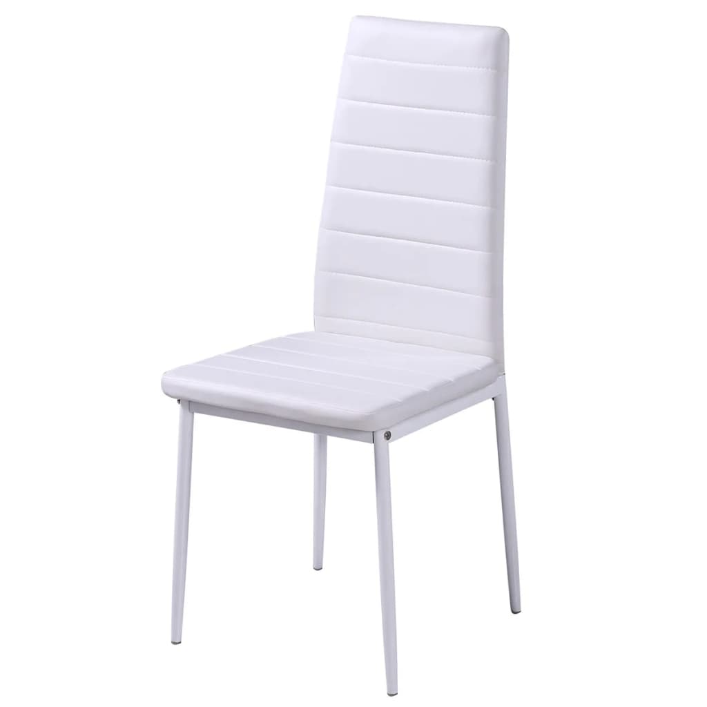 vidaXL 7 dalių valgomojo stalo ir kėdžių komplektas, baltas/juodas