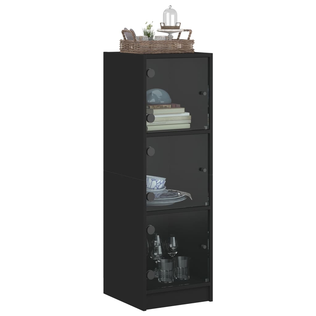 vidaXL Komoda su stiklinėmis durelėmis, juodos spalvos, 35x37x109cm