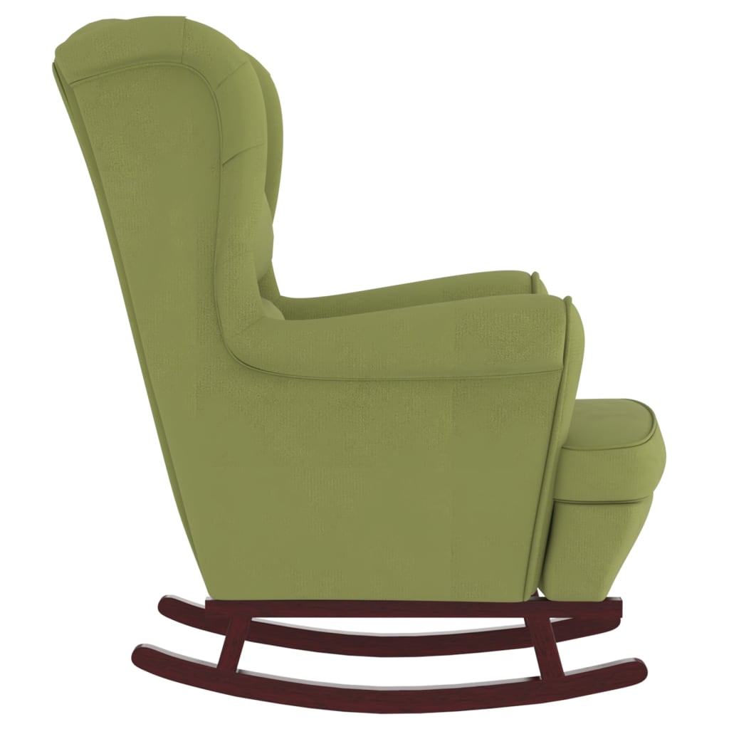 vidaXL Supamas krėslas su kaučiukmedžio kojomis, žalias, aksomas