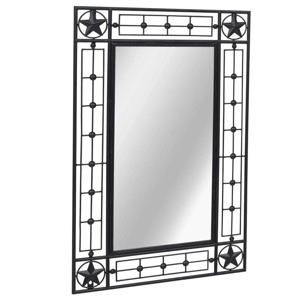 vidaXL Sieninis sodo veidrodis, juodas, 50x80 cm, stačiakampio formos