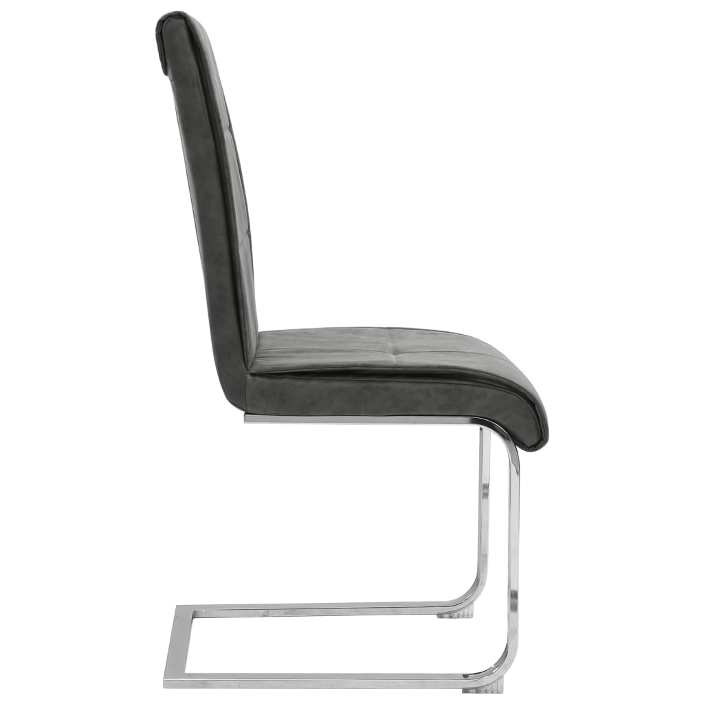 vidaXL Gembinės valgomojo kėdės, 4vnt., pilkos spalvos, dirbtinė oda