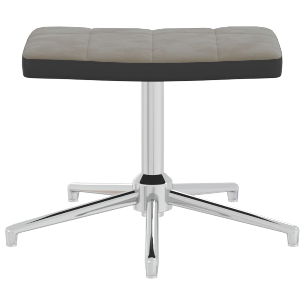 vidaXL Poilsio kėdė su pakoja, šviesiai pilkos spalvos, aksomas ir PVC