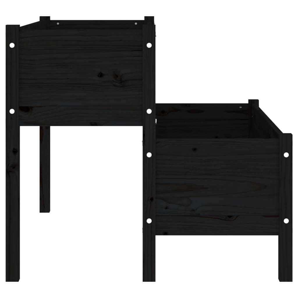 vidaXL Lovelis, juodos spalvos, 110x84x75cm, pušies medienos masyvas