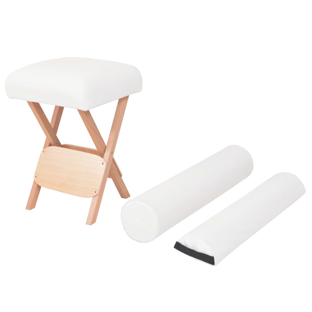 vidaXL Taburetė masažui, balta, su 12cm storio sėdyne ir 2 atramomis