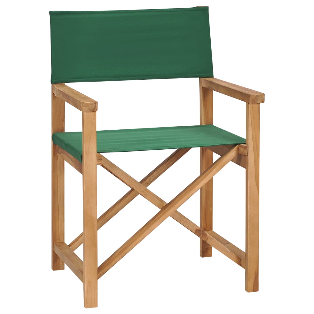 vidaXL Sulankstoma režisieriaus kėdė, žalia, tikmedžio masyvas