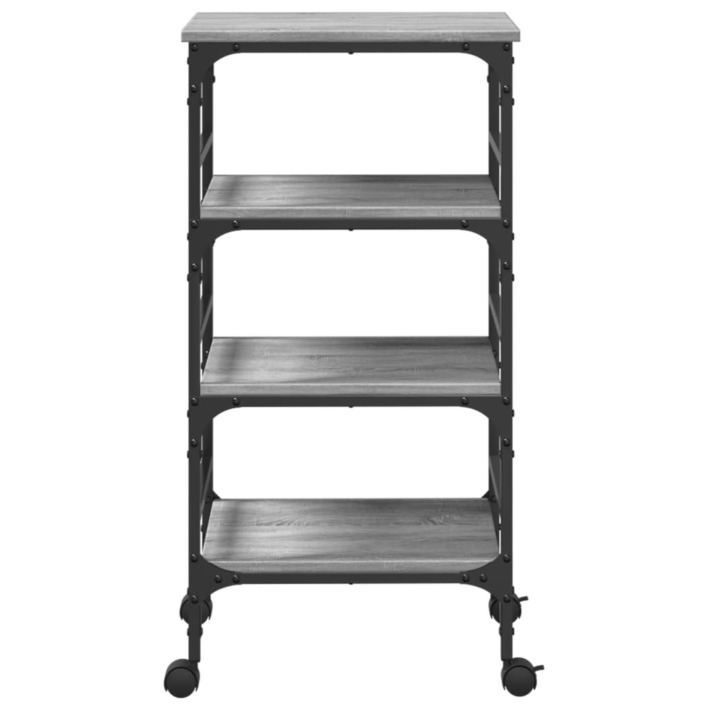 vidaXL Virtuvės vežimėlis, pilkas ąžuolo, 45x35x89,5cm, mediena