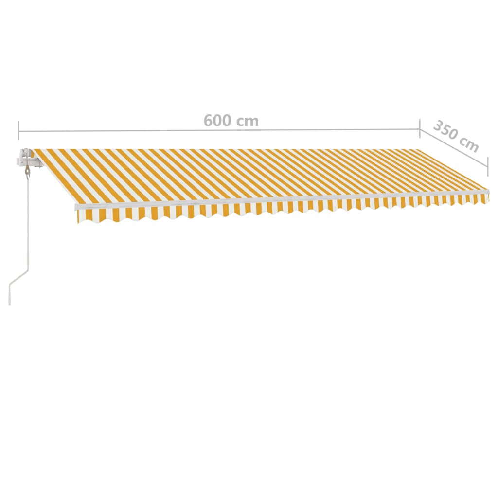 vidaXL Pastatoma automatinė markizė, geltona/balta, 600x350cm