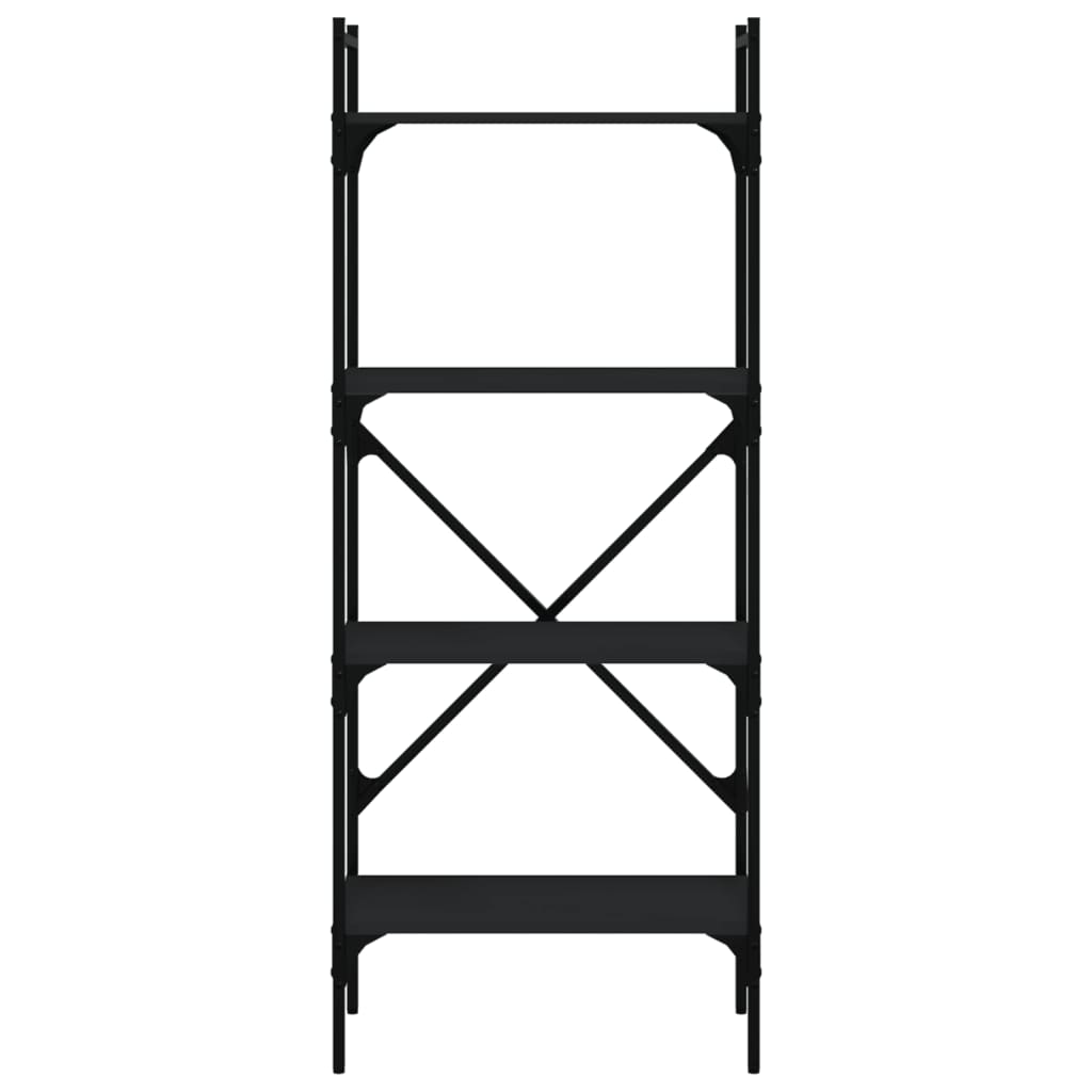 vidaXL Knygų spinta, 4 aukštų, juoda, 56x31,5x138,5cm, mediena