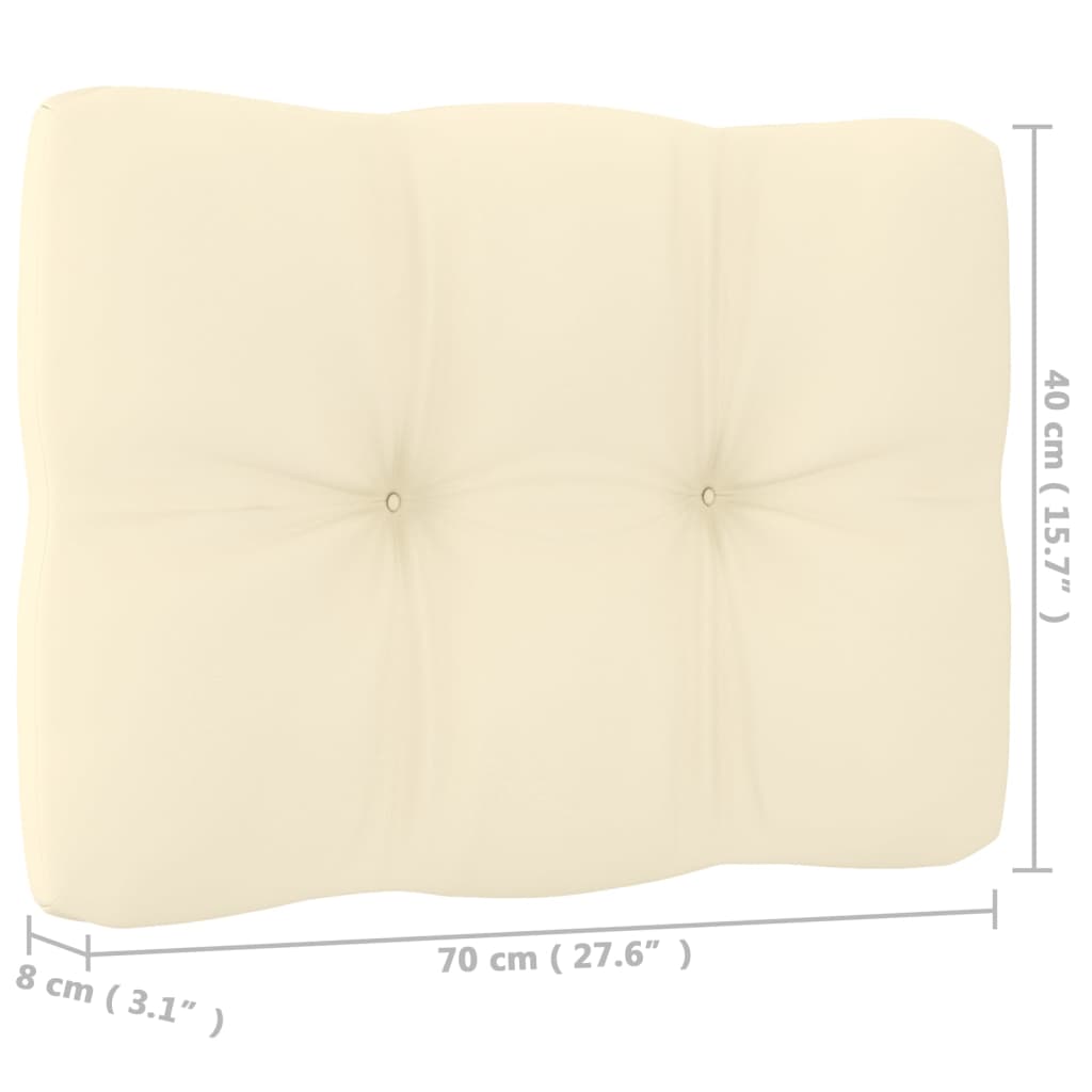 vidaXL Vidurinės sofos dalys su kreminėmis pagalvėlėmis, 2vnt., pušis