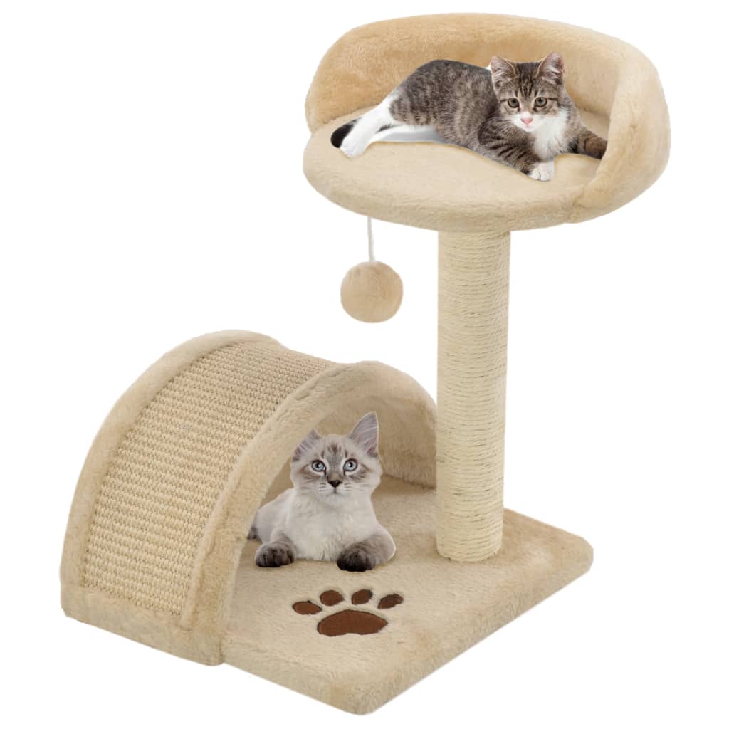 vidaXL Draskyklė katėms su stovu iš sizalio, 40cm, smėlio ir rudos sp.