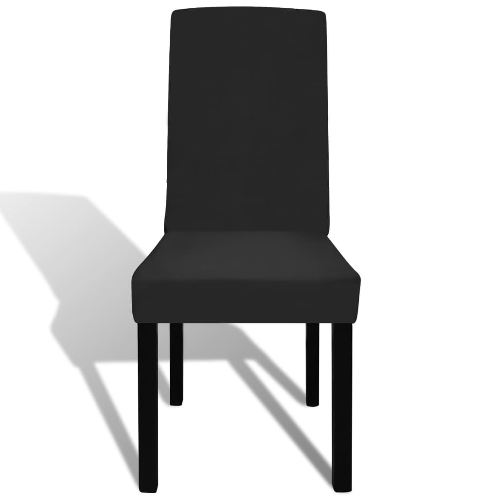 vidaXL Tiesūs įtempiami kėdžių užvalkalai, 6vnt., juodos spalvos