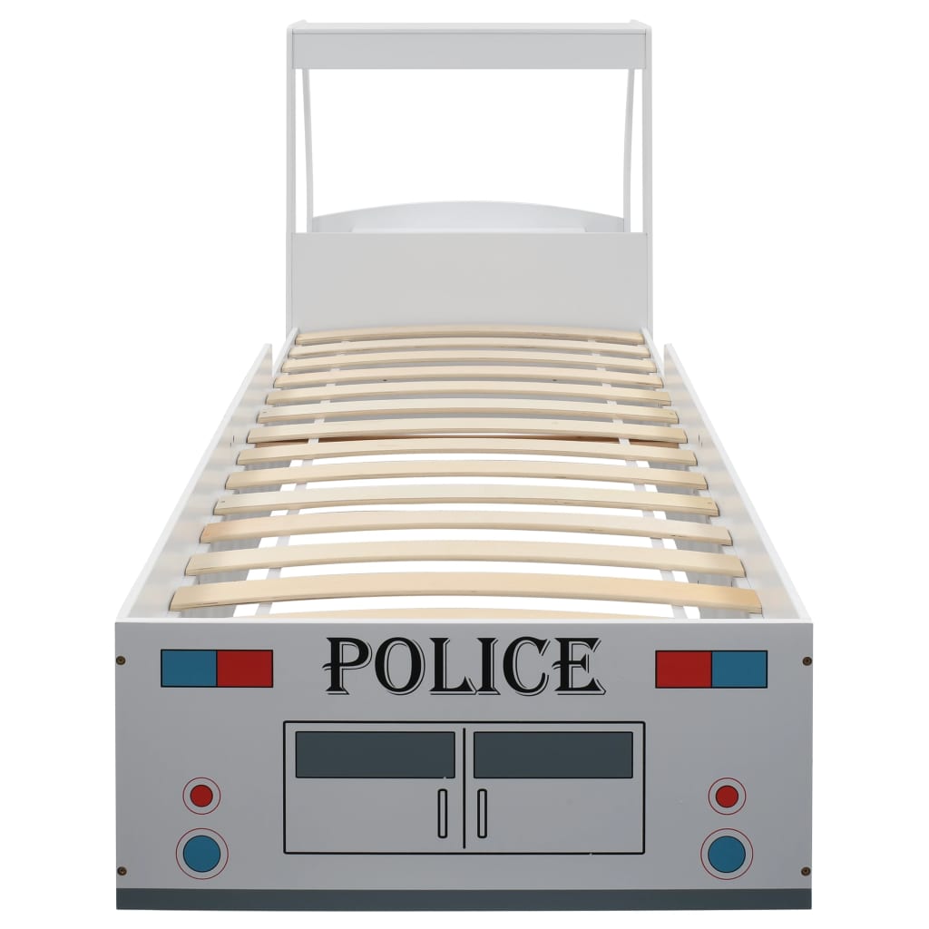 vidaXL Vaikiška lova policijos automobilis, su čiužiniu, 90x200cm