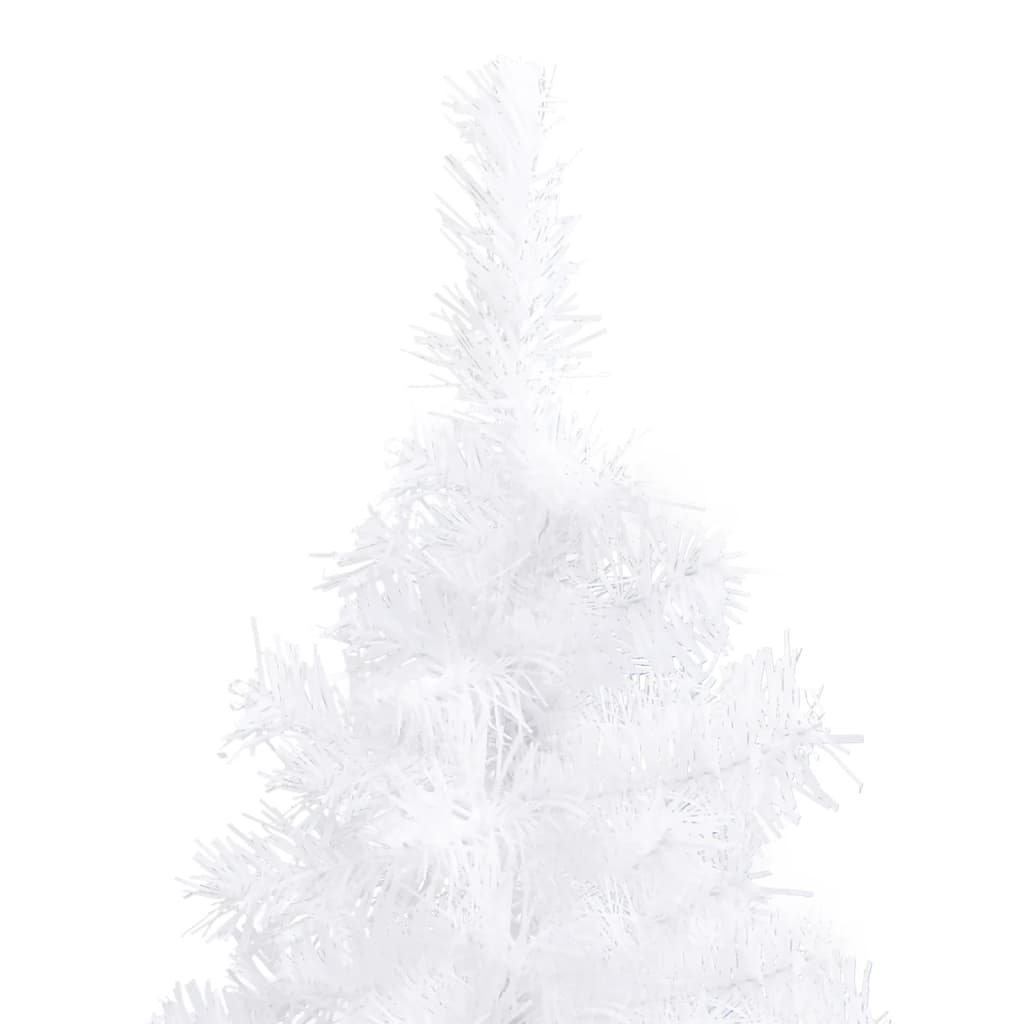 vidaXL Kampinė Kalėdų eglutė su LED/žaisliukais, balta, 240cm, PVC