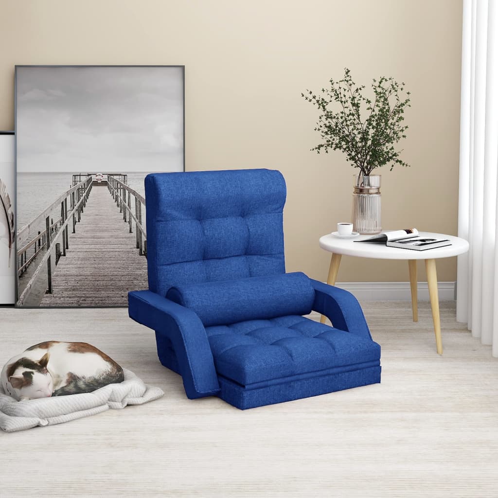 vidaXL Čiužinukas-kėdė su miegojimo funkcija, mėlynos spalvos, audinys