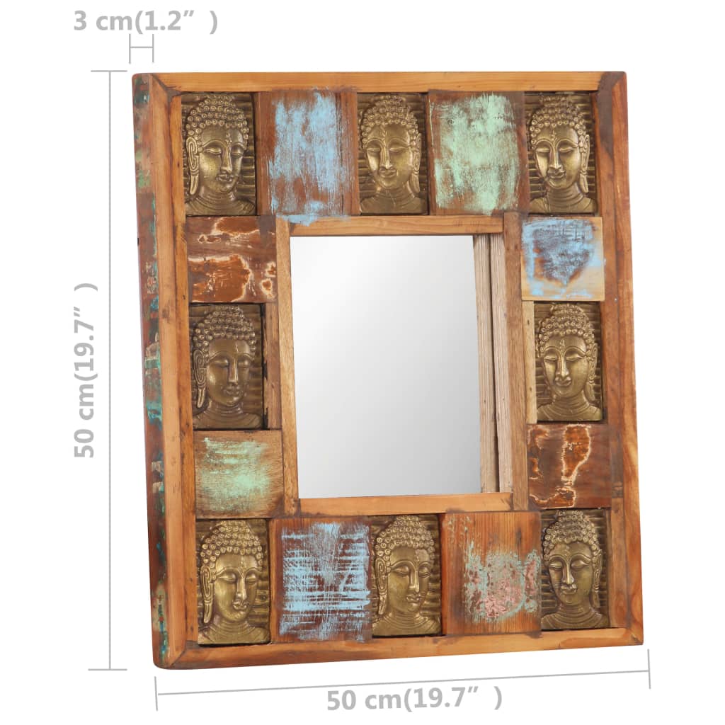 vidaXL Veidrodis su Budos galvomis, 50x50cm, perdirbta mediena