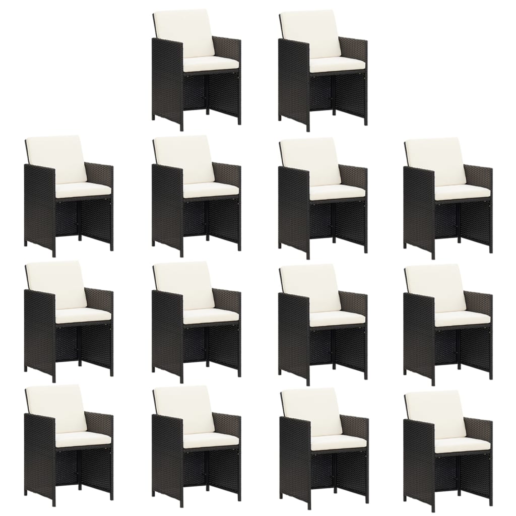 vidaXL Sodo komplektas su pagalvėlėmis, 15 dalių, juodas, poliratanas