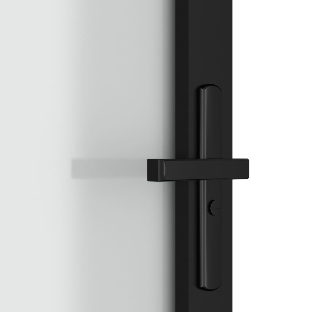 vidaXL Vidaus durys, juodos, 76x201,5cm, matinis stiklas ir aliuminis