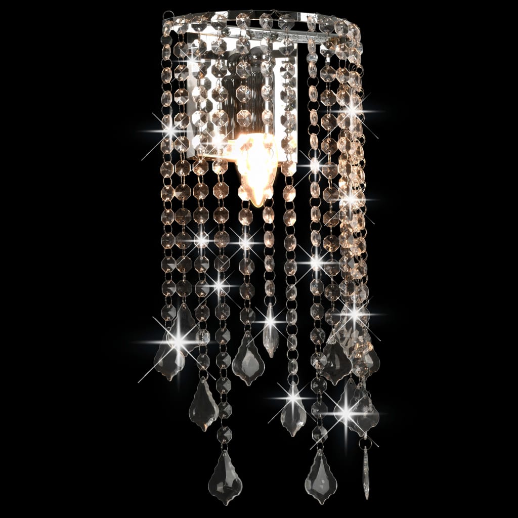 vidaXL Lubinis šviestuvas su krištoliniais karoliukais, sidabrinis