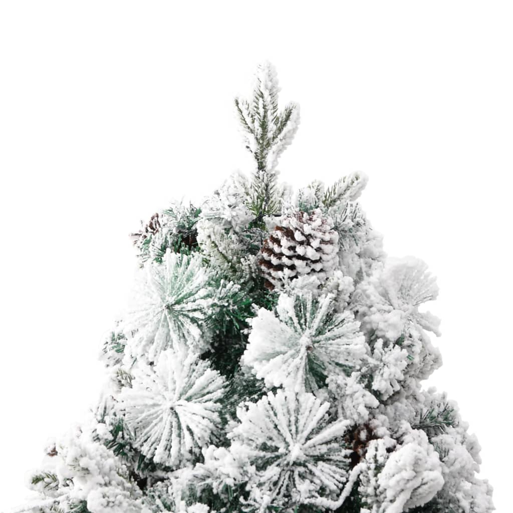 vidaXL Kalėdų eglutė su sniegu ir kankorėžiais, 225cm, PVC ir PE