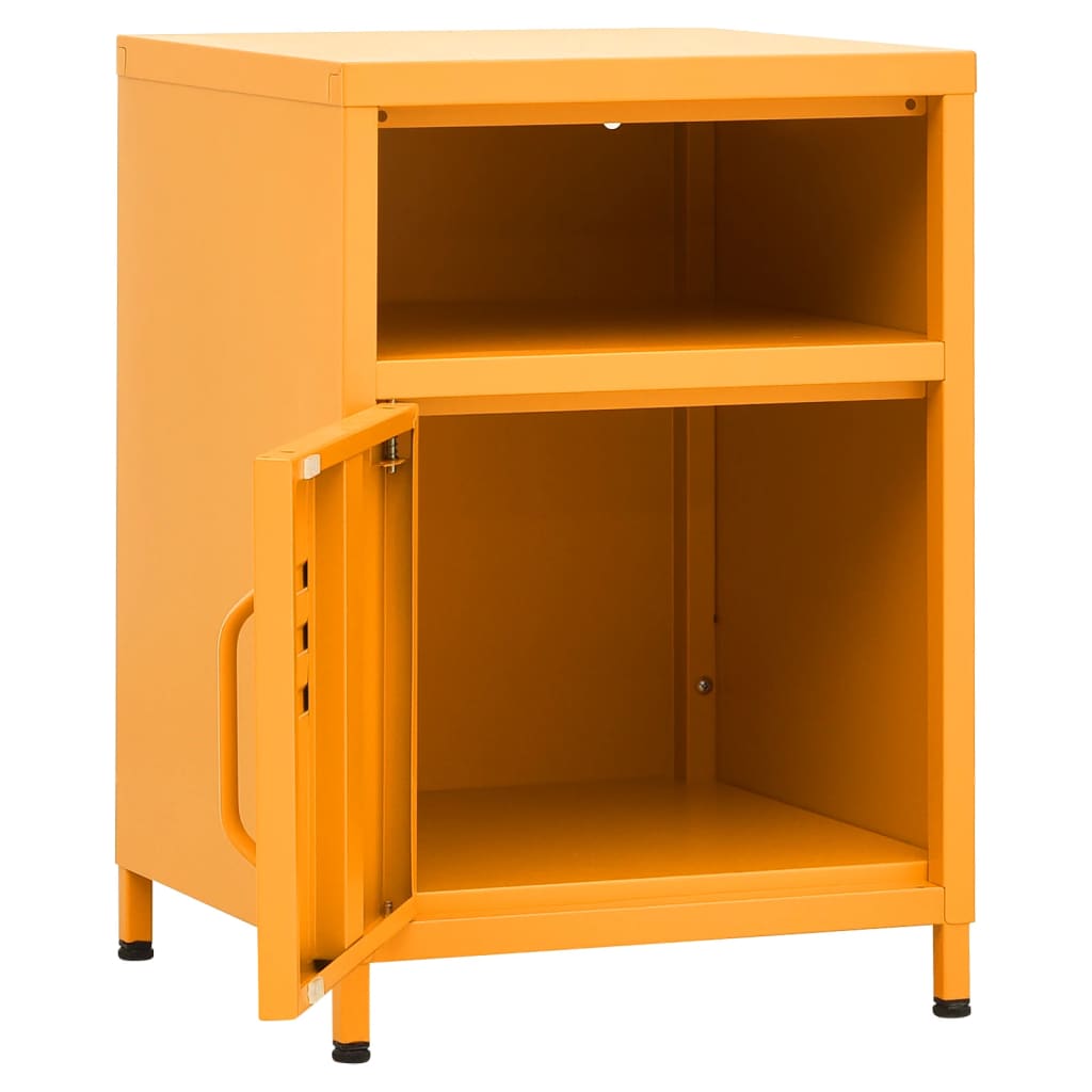 vidaXL Naktinis staliukas, garstyčių geltona, 35x35x51cm, plienas