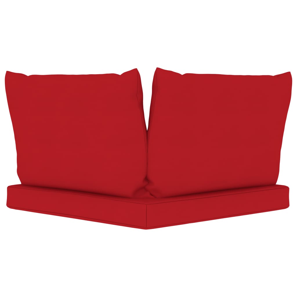 vidaXL Dvivietė sodo sofa iš palečių su raudonomis pagalvėlėmis, pušis