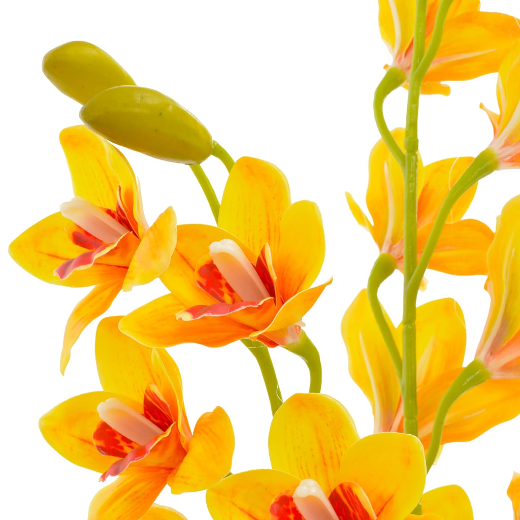 vidaXL Dirbtinė orchidėja su vazonu, geltona, 90cm