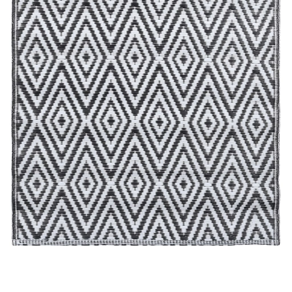 vidaXL Lauko kilimas, baltos ir juodos spalvos, 120x180cm, PP