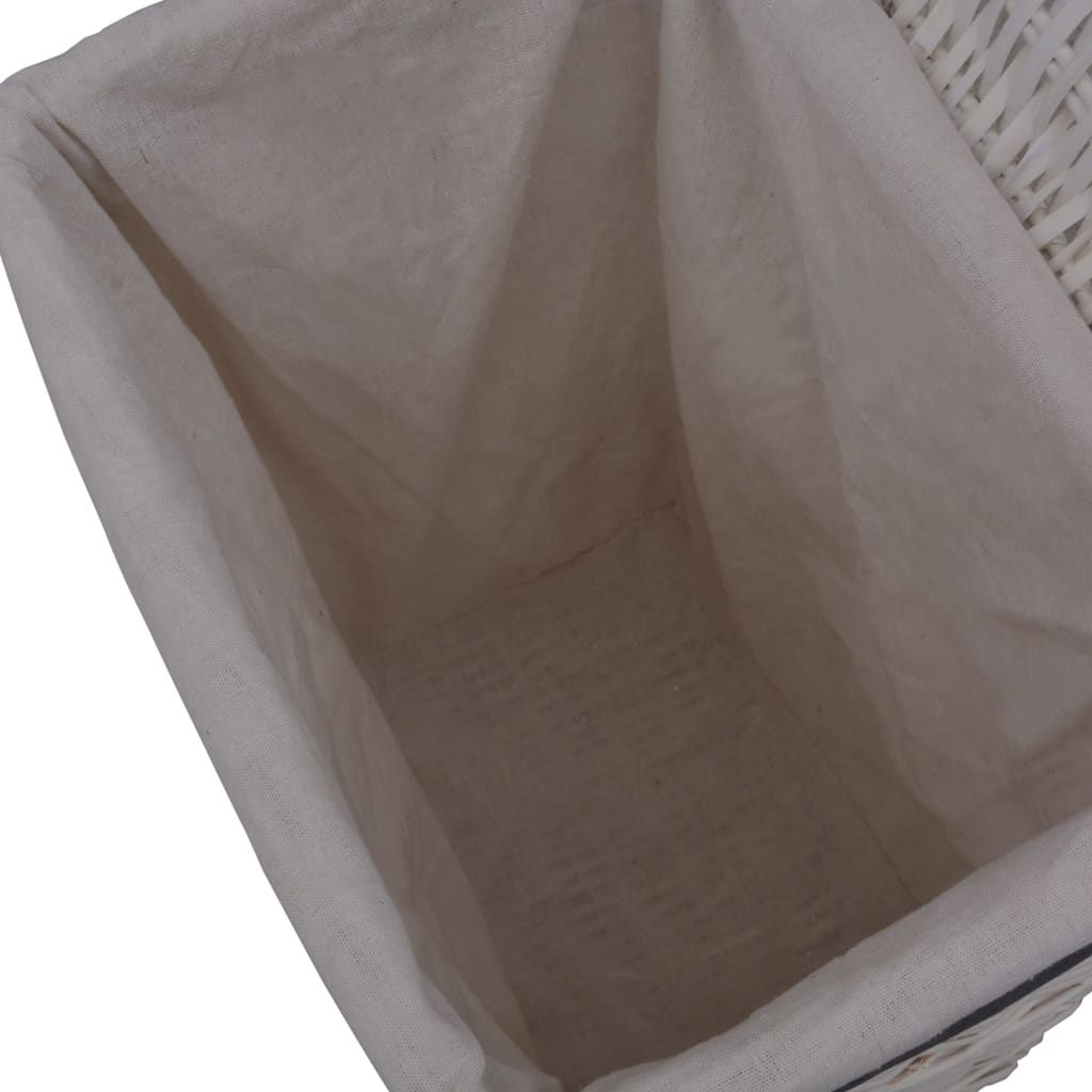 vidaXL Skalbinių krepšys, baltos spalvos, gluosnis