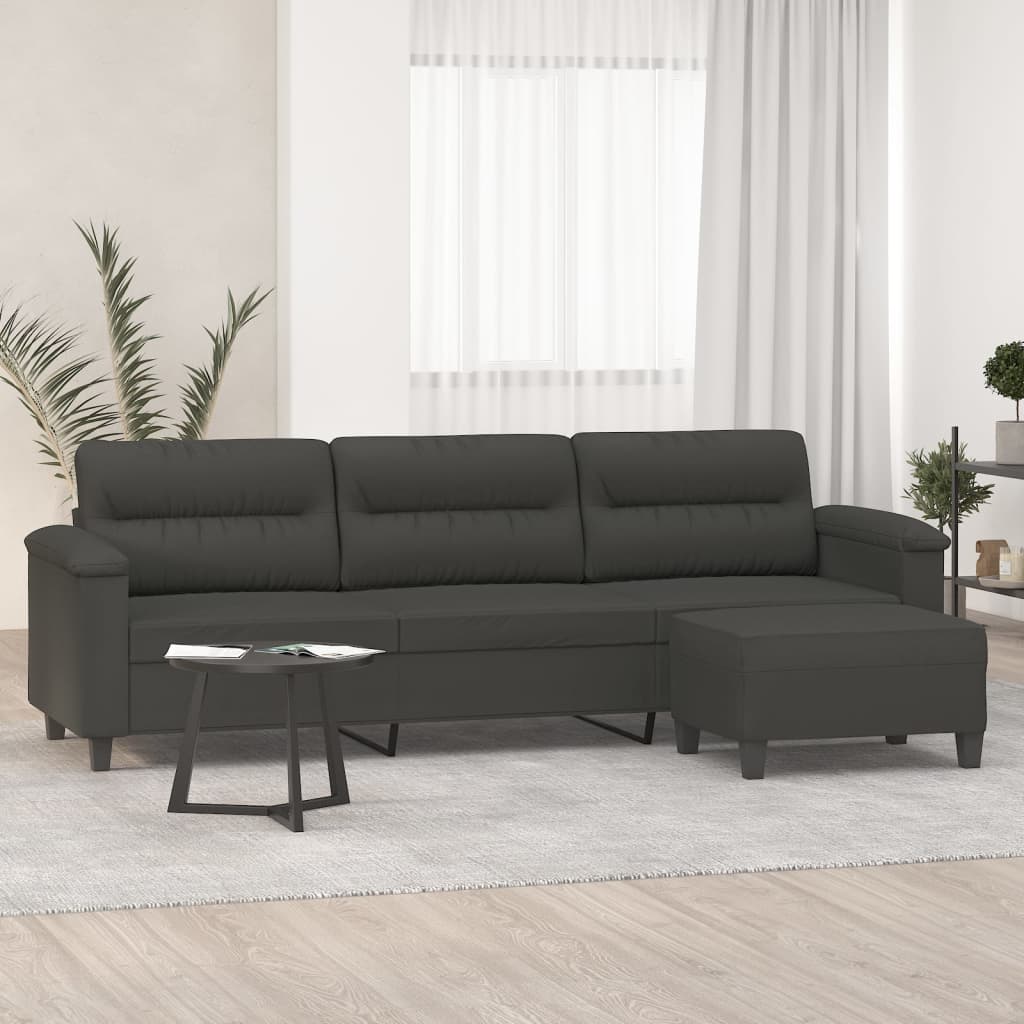 vidaXL Trivietė sofa su pakoja, tamsiai pilka, 210cm, audinys