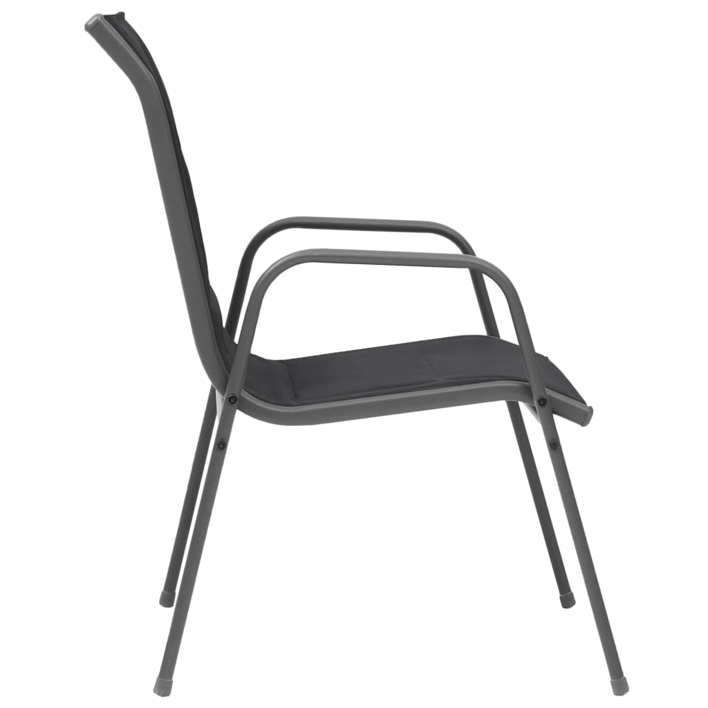 vidaXL Sudedamos sodo kėdės, 6 vnt, plienas ir tekstilenas, juodos