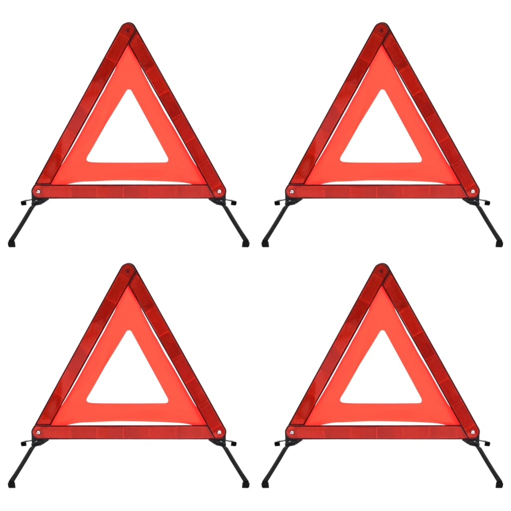 vidaXL Įspėjamieji trikampiai, 4vnt., raudoni, 56,5x36,5x44,5cm