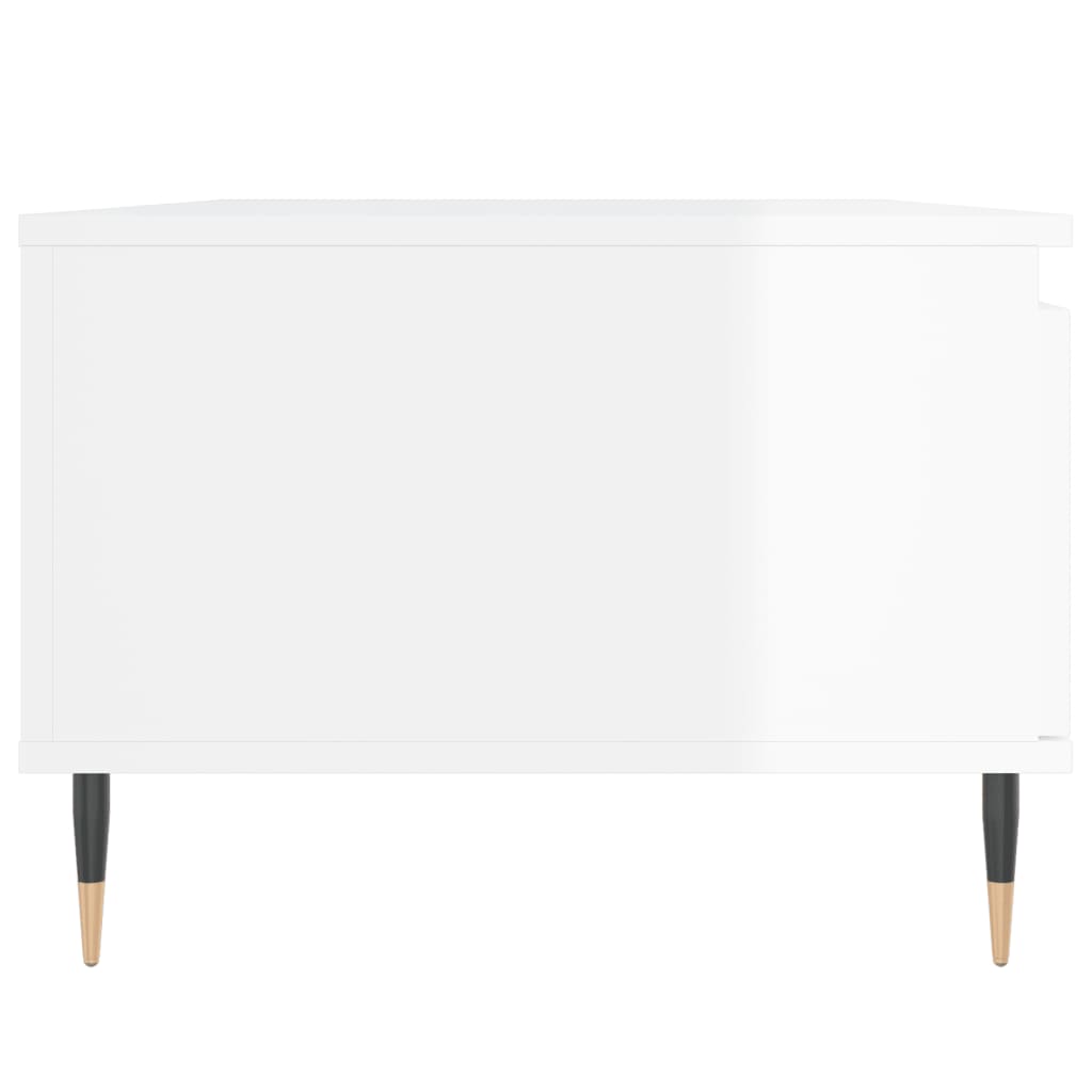 vidaXL Kavos staliukas, baltas, 90x50x36,5cm, mediena, blizgus