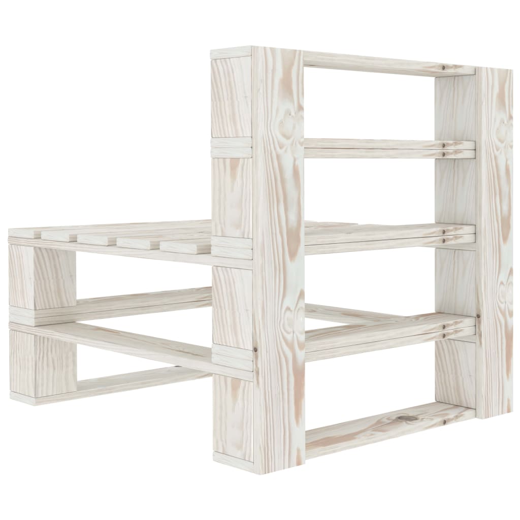 vidaXL Sodo baldų komplektas iš palečių, 8 dalių, baltas, mediena