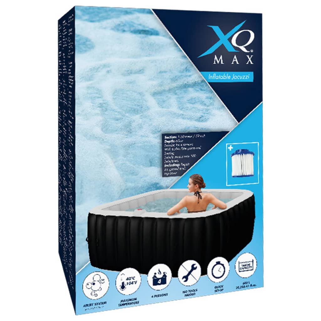 XQ Max Pripučiama vonia, juoda ir balta, 145x145x65 cm