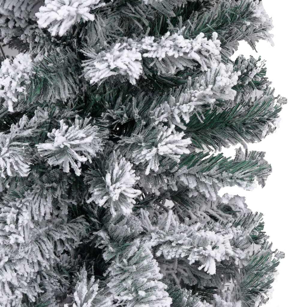 vidaXL Plona apšviesta Kalėdų eglutė su sniegu, žalia, 240cm, PVC