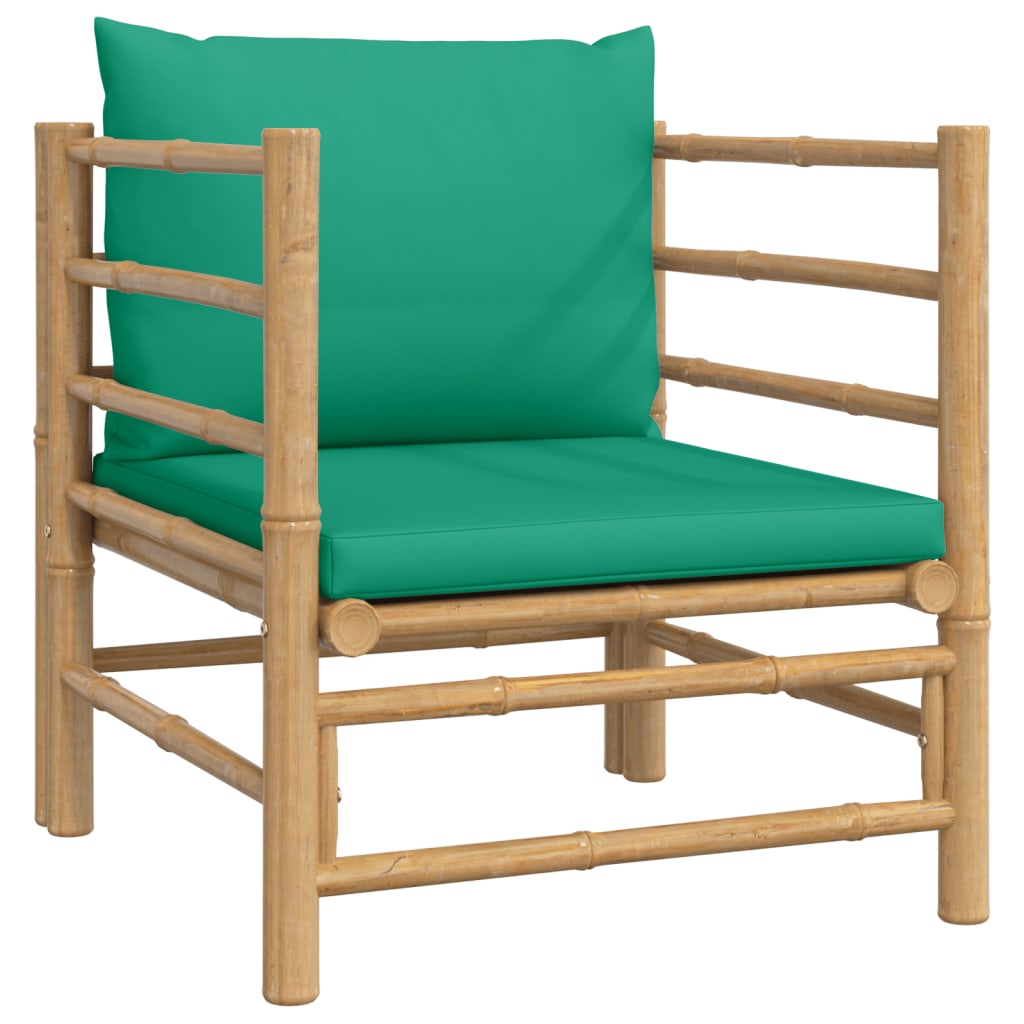 vidaXL Sodo komplektas su žaliomis pagalvėlėmis, 12 dalių, bambukas