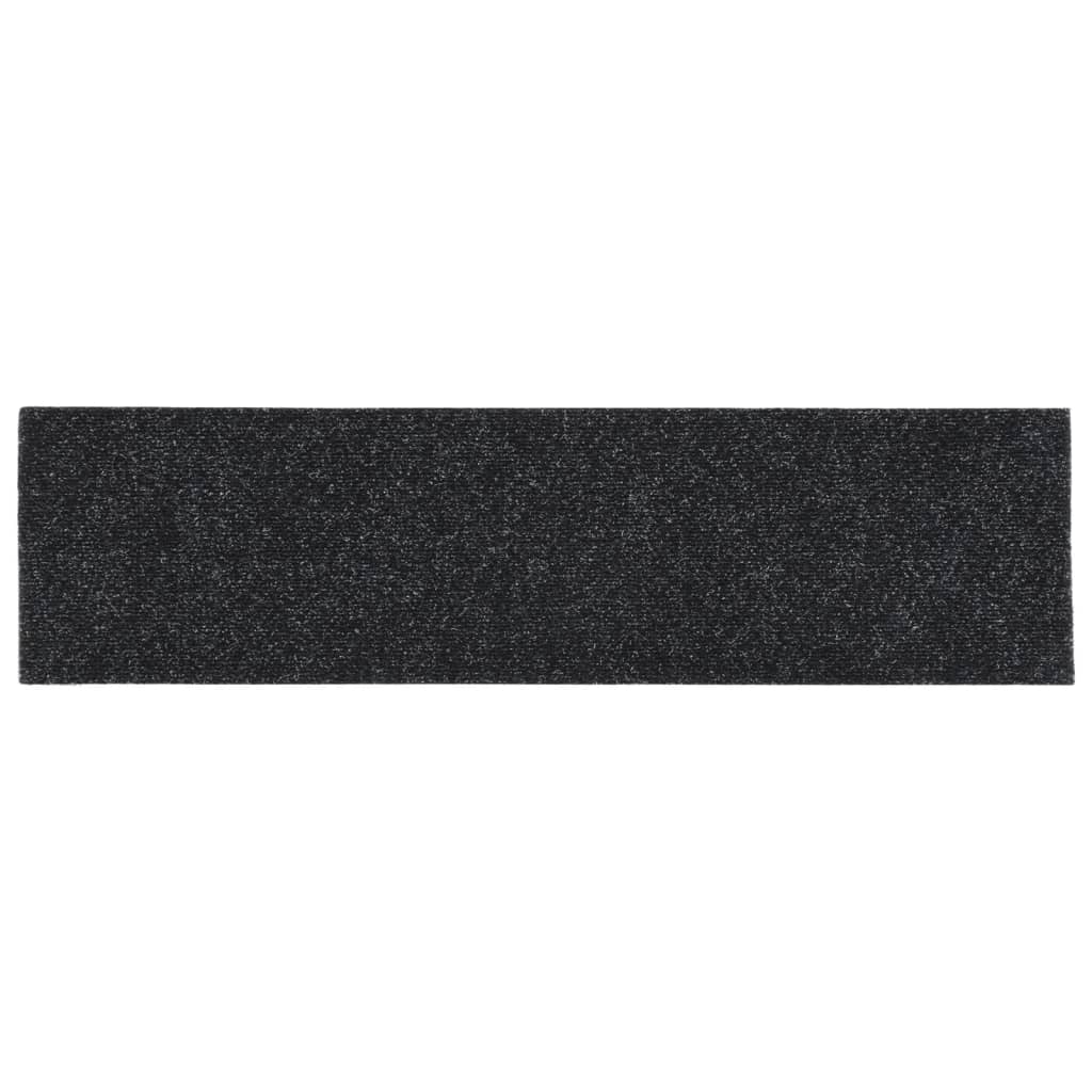 vidaXL Lipnūs laiptų kilimėliai, 15vnt., juodi, 76x20cm, stačiakampiai