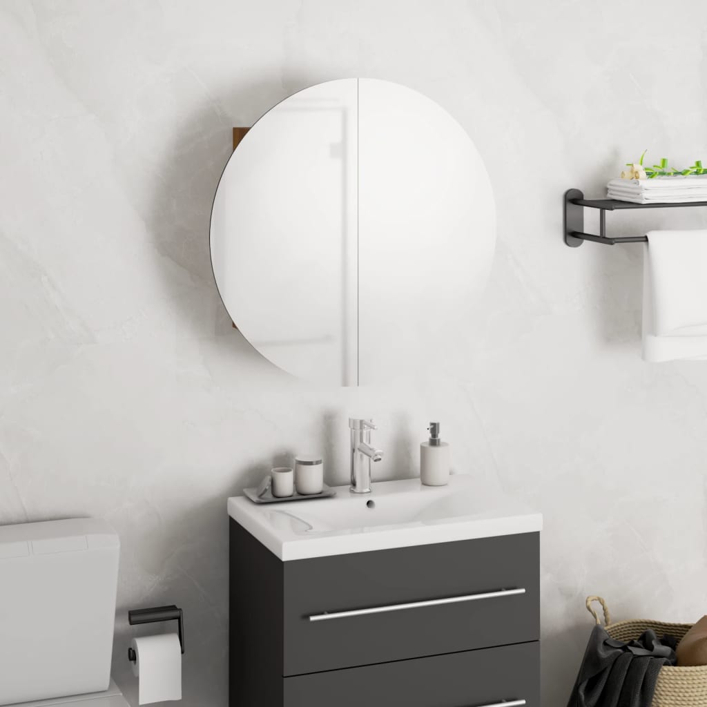 vidaXL Vonios spintelė su veidrodžiu ir LED, ąžuolo, 40x40x17,5cm