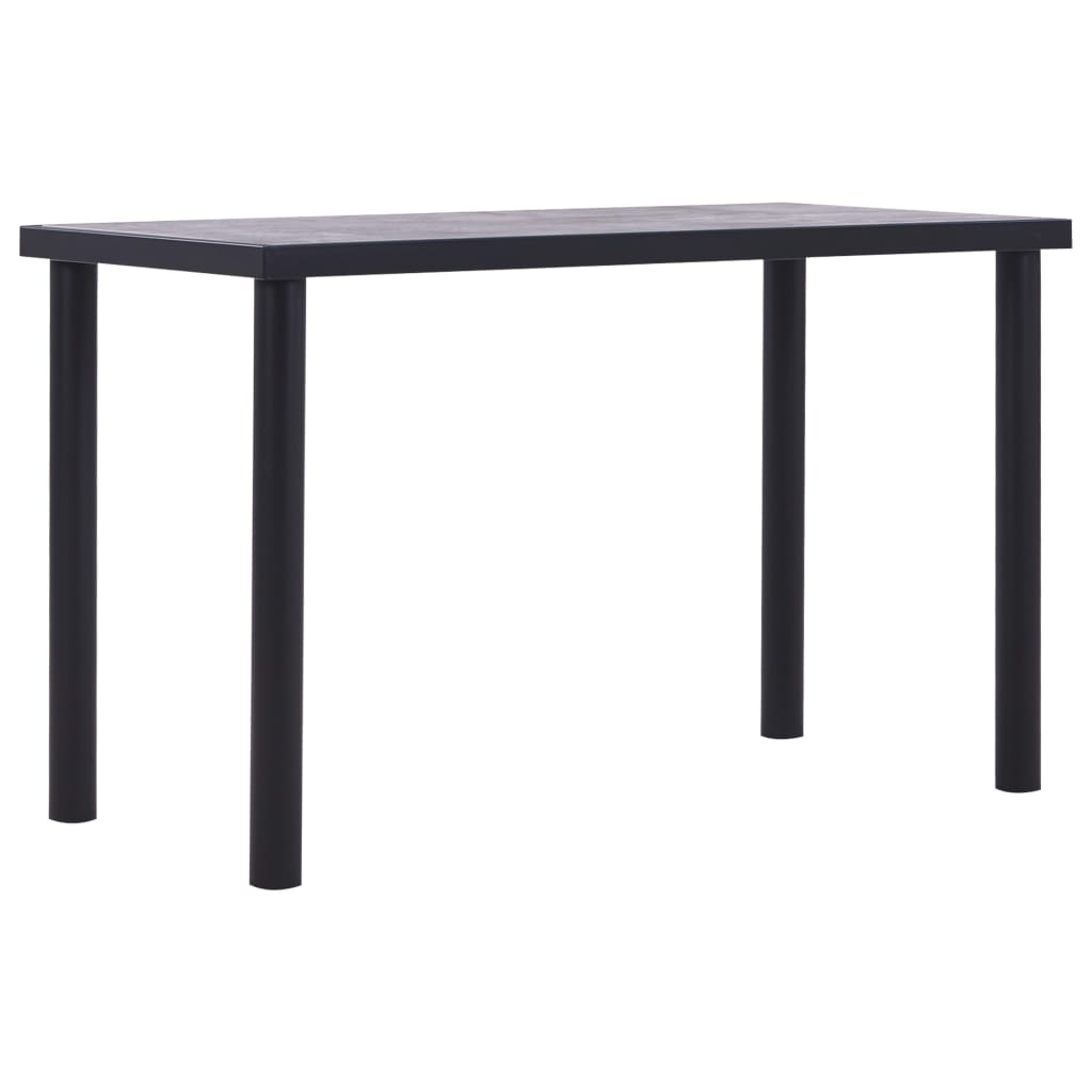 vidaXL Valgomojo stalas, juodas ir betono pilkas, 120x60x75cm, MDF