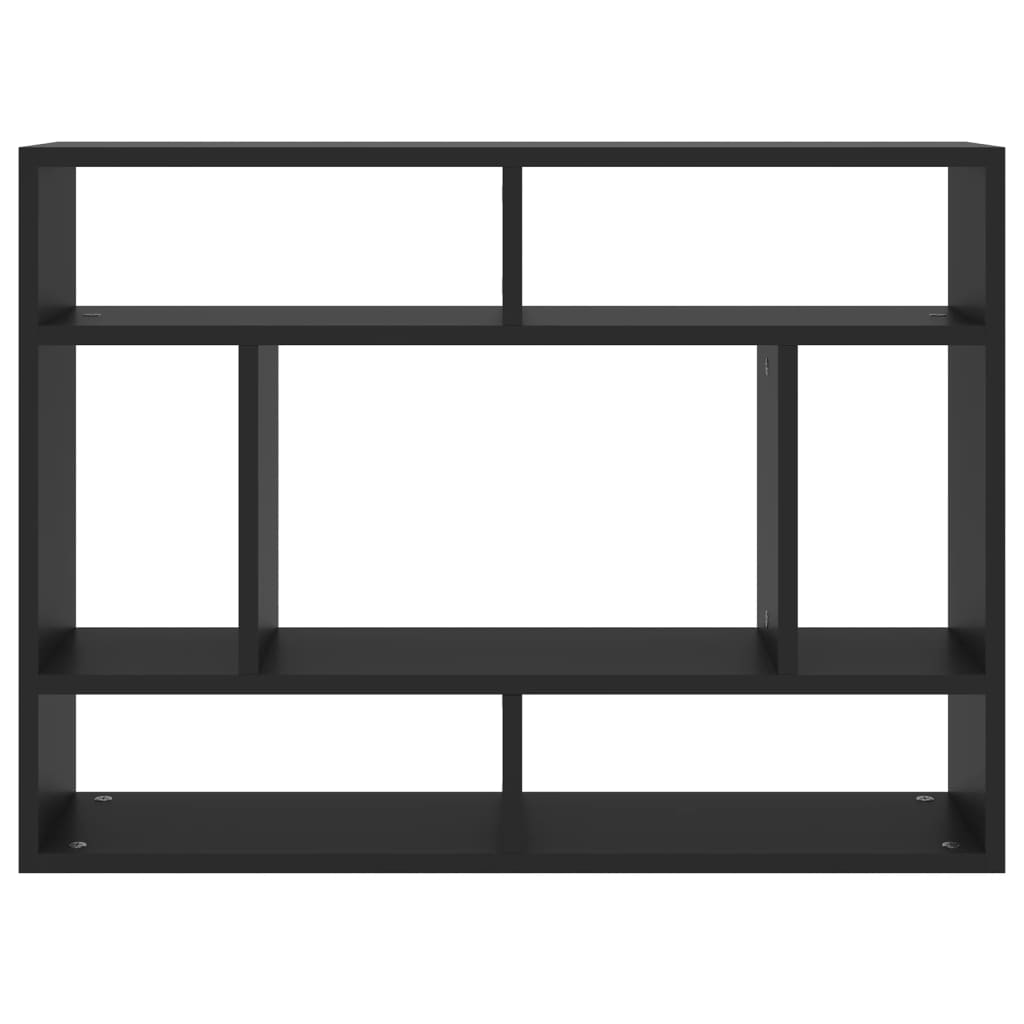vidaXL Sieninė lentyna, juodos spalvos, 75x16x55cm, MDP