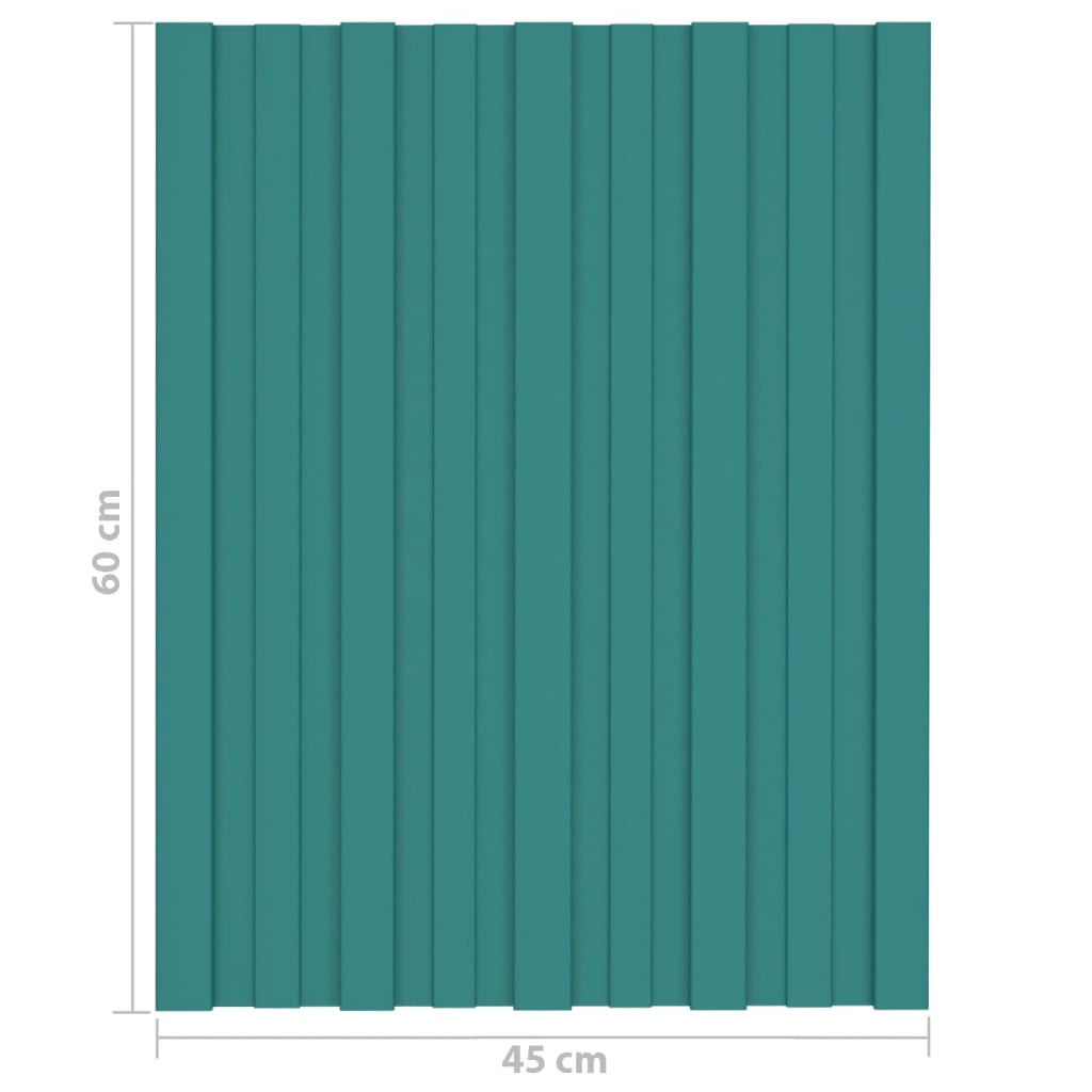 vidaXL Stogo plokštės, 36vnt., žalios, 60x45cm, galvanizuotas plienas