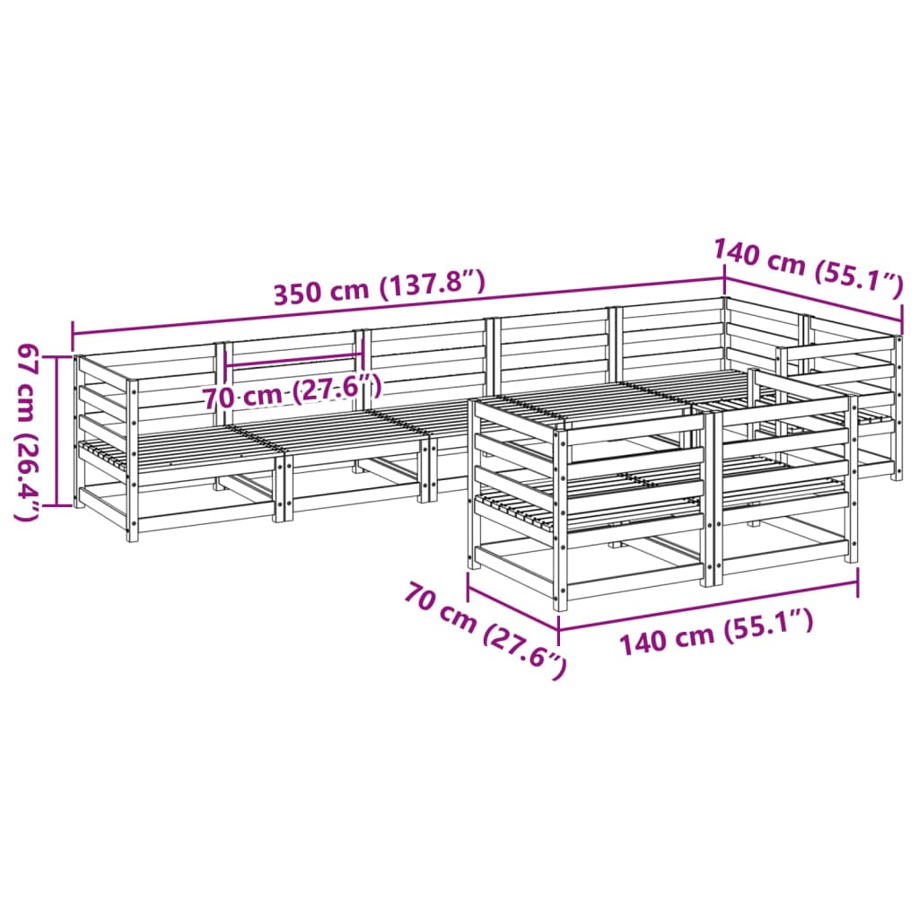 vidaXL Sodo sofos komplektas, 8 dalių, douglas eglės medienos masyvas