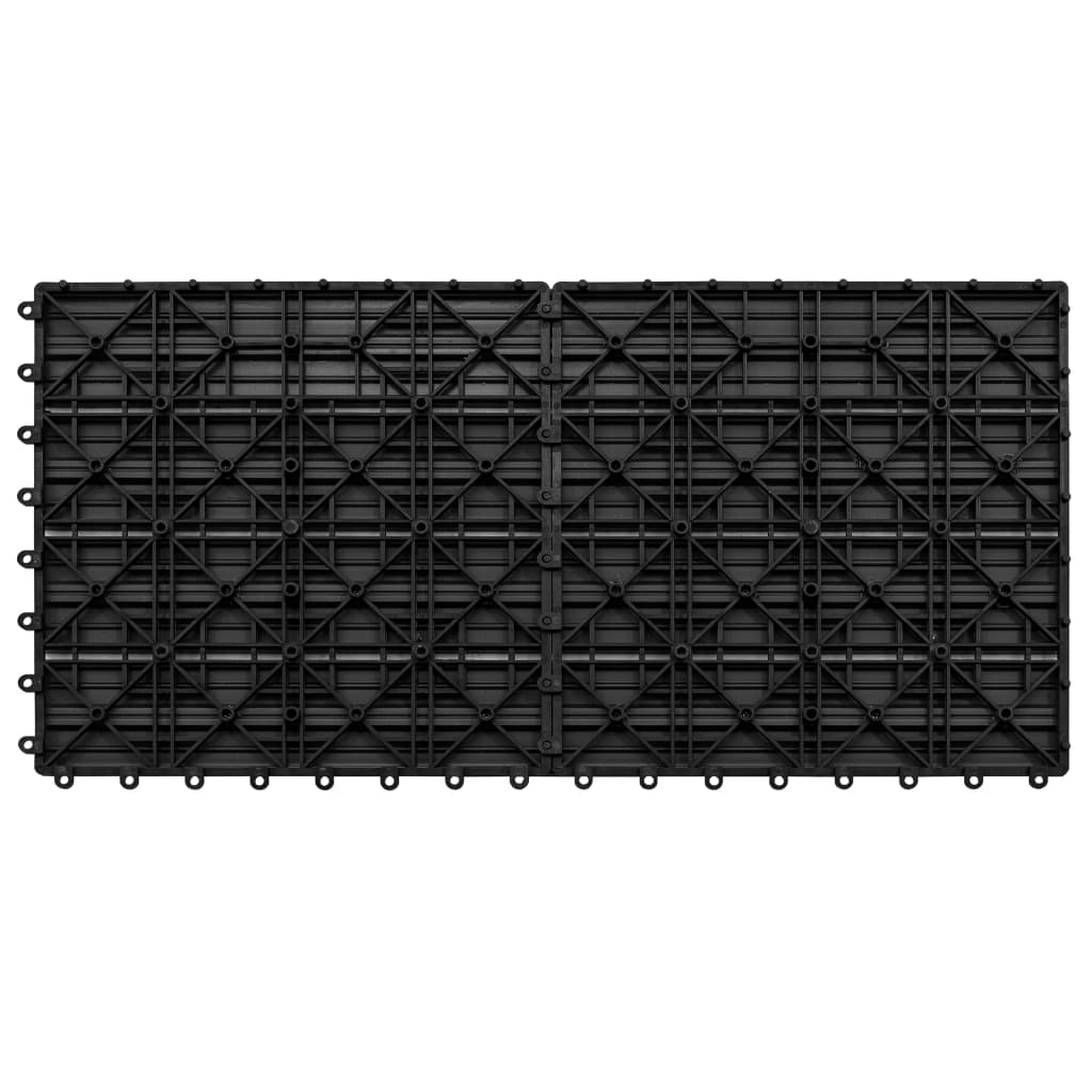 vidaXL Grindų plytelės, 6vnt., juodos spalvos, 60x30cm, WPC, 1,08 m²
