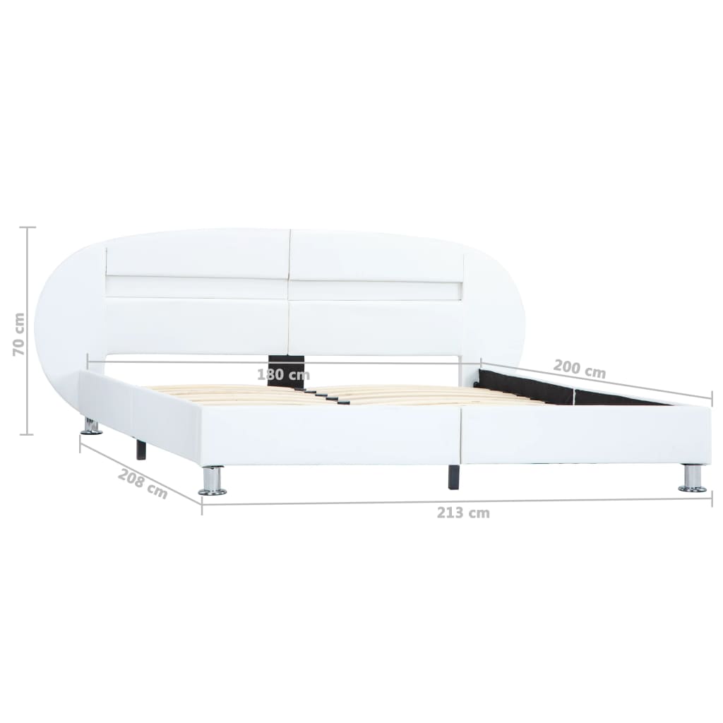 vidaXL Lovos rėmas su LED, baltas, 180x200cm, dirbtinė oda